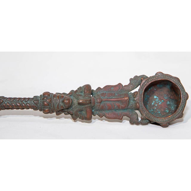 Late 19th Century Antique Fine Asian Ceremonial Indian Cast Bronze Puja Spoon 19th C. For Sale - Image 5 of 12