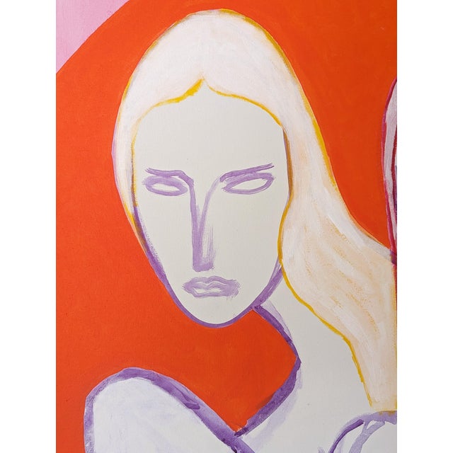 Emmanuel Araujo "Sun" Contemporary Colorful Pink and Orange Nude Female Figures Painting, 2023 For Sale - Image 9 of 10