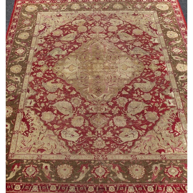 Burgundy Antique Indian Finely Woven Rug of Mughal Empire 5'11 X 7'7 For Sale - Image 8 of 14