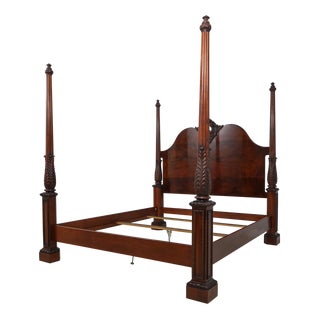 Henredon Monumental King Size Mahogany Poster Bed For Sale