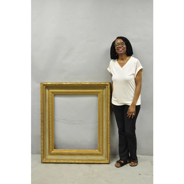 Vintage Large 42x36 French Louis XV Style Gold Gilt Wall Art Picture Frame. Circa Early 21st Century. Measurements: 42.5"...