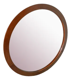 Vintage Round Teak Mirror by Aksel Kjersgaard