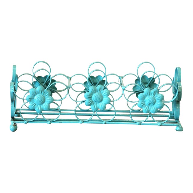 Cute, Vintage, Turquoise Enameled Steel Condiment Holder For Sale
