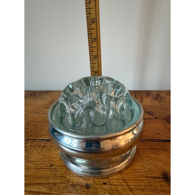 Vintage Etain Reims France Crystsal & Silverplated Flower Frog For Sale In Portland, OR - Image 6 of 9