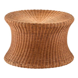Scandinavian Modern Stool in Rattan attributed to Eero Aarnio, 1960s For Sale