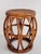Vintage 1960's bent bamboo and woven rattan drum stool or side table. The handcrafted piece has a beautiful patina, it is...