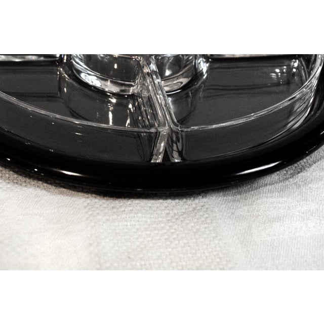 Appetizer dish with glass bowls on an enameled sheet metal tray. Designer Gianfranco Frattini Manufacturer Progetti 1970s...