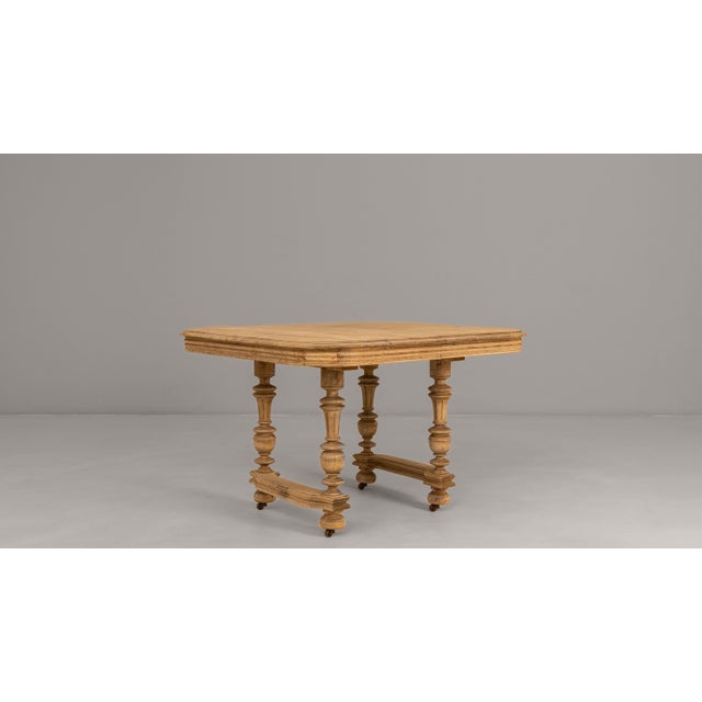 1900 - 1909 1900s Belgian Renaissance Revival Oak Table on Wheels For Sale - Image 5 of 18