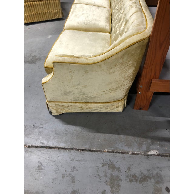 Hollywood Regency Gold Velvet Tufted Sofa Chairish