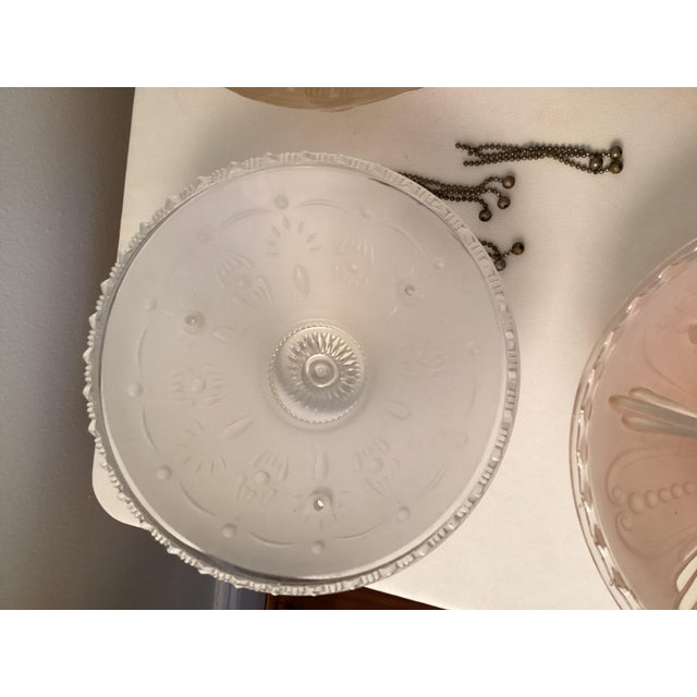 Blush Vintage Patterned Glass Ceiling Shades - Set of 4 For Sale - Image 8 of 15