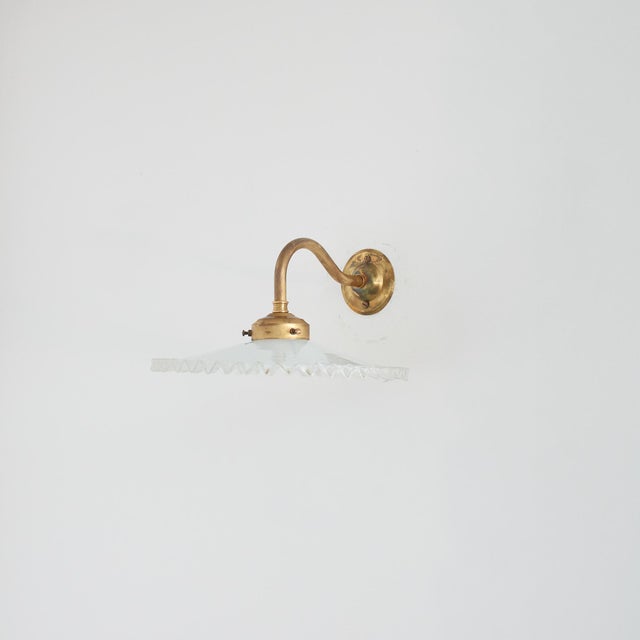 Glass Vintage French Coolie Milk Glass Kitchen Task Wall Light, 1920s For Sale - Image 7 of 7