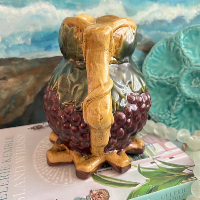 Farmhouse Vintage Majolica Style Grape Pitcher For Sale - Image 3 of 8