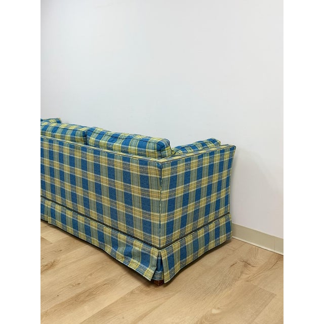 Vintage MCM Retro Plaid Sofa in Electric Blue and Green With Nailhead Trim For Sale - Image 11 of 13