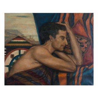 Alicia Berenguer, Portrait of a Seated Man, 1939, Oil Painting on Canvas, Framed For Sale