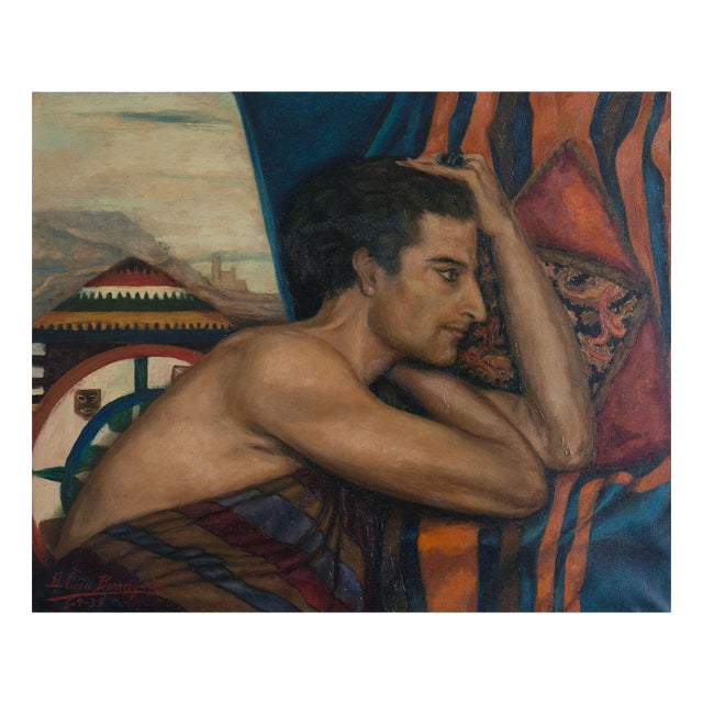 Alicia Berenguer, Portrait of a Seated Man, 1939, Oil Painting on Canvas, Framed For Sale
