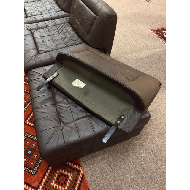 Brown Vintage 1960s Percival Lafer Mp145 Modular Brown Leather 3pc Sectional Sofa For Sale - Image 8 of 8