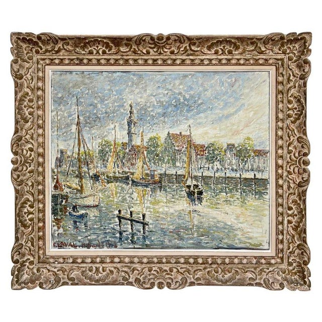 Fernand Laval, Dutch Port, 1922, Oil Painting For Sale - Image 12 of 12
