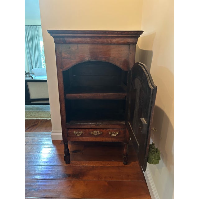 French Walnut Bonnetiere-18th Century with interior shelf and single drawer, original hardware. Rare small size.