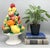 Striking, vintage ceramic fruit topiary centerpiece, featuring a richly detailed arrangement of apples, pears, citrus, and...