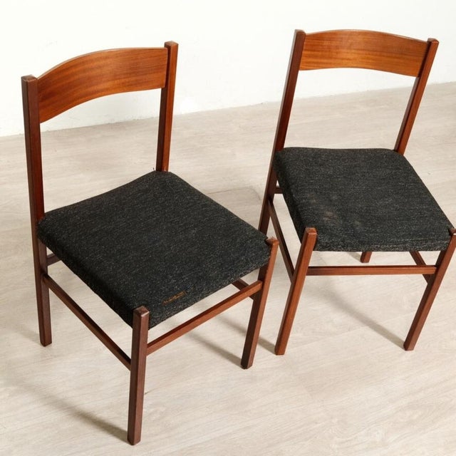 Set of Vintage Dining Chairs in Wood and Fabric, 1960s For Sale - Image 11 of 18