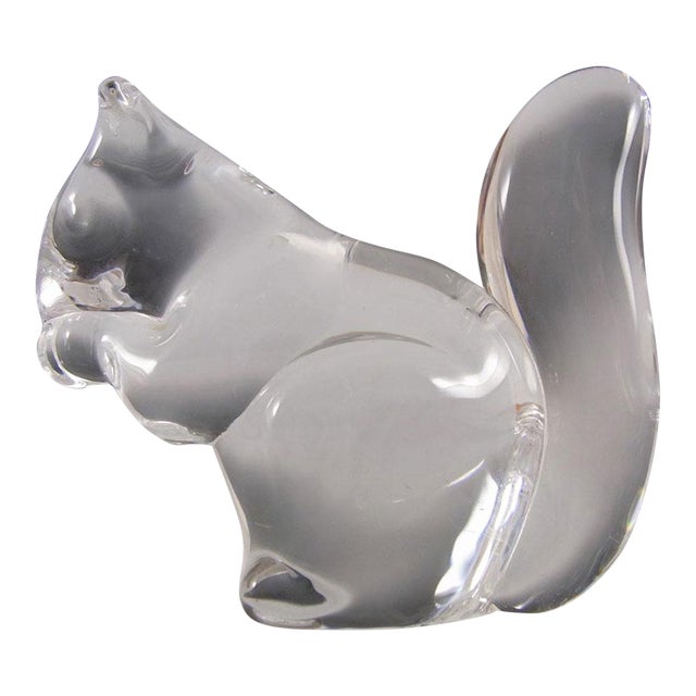 Vintage Hadeland Norway Scand Crystal Glass Squirrel Chipmonk Figure Paperweight For Sale
