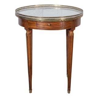 Mid 20th Century Louis XVI–Style Bouillotte Table with Marble Top and Brass Gallery For Sale