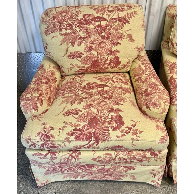 Traditional Hickory Chair for Greenbaum Interiors Toile Upholstered Swivel Chairs - A Pair For Sale - Image 3 of 12