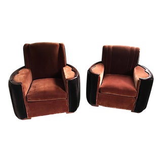 1940s American Art Deco Club Chairs - a Pair For Sale
