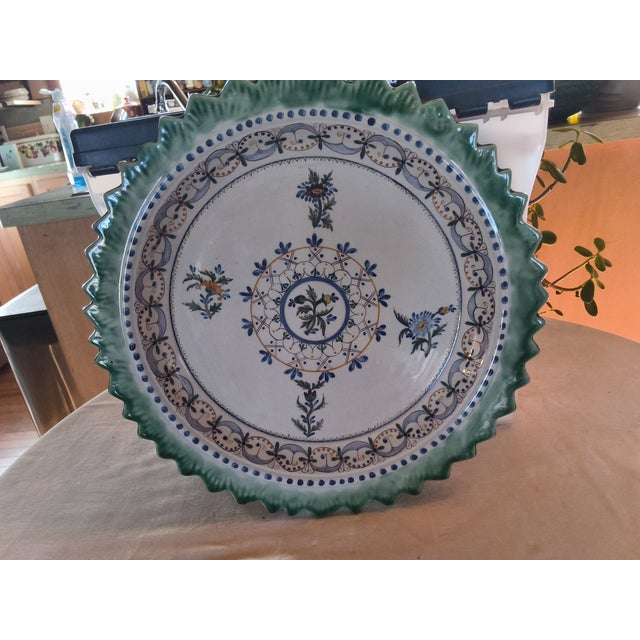 White Vintage Large Carvalhinho Porto Decorative Plate, Portugal, Multicolor For Sale - Image 8 of 8