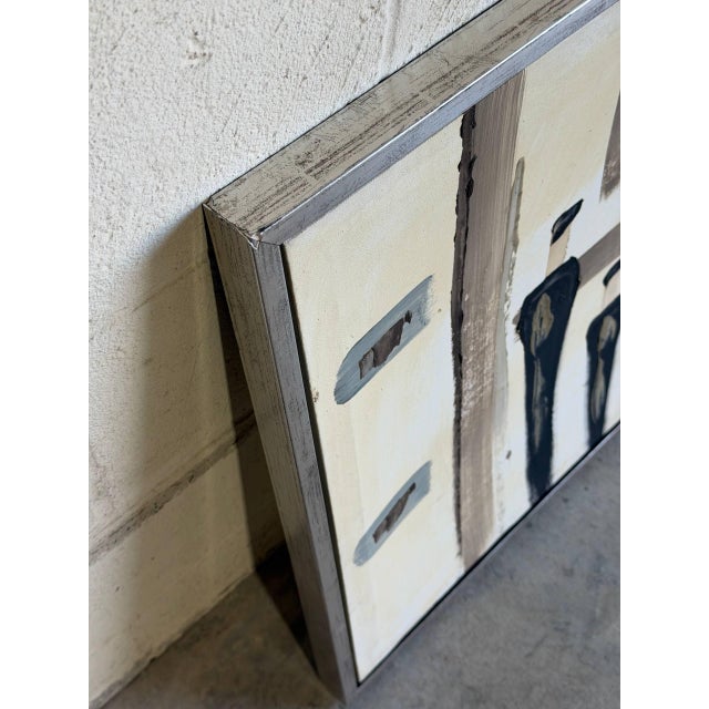 Two Men Art Canvas Painting Vintage Mid-Century Modern For Sale - Image 4 of 9