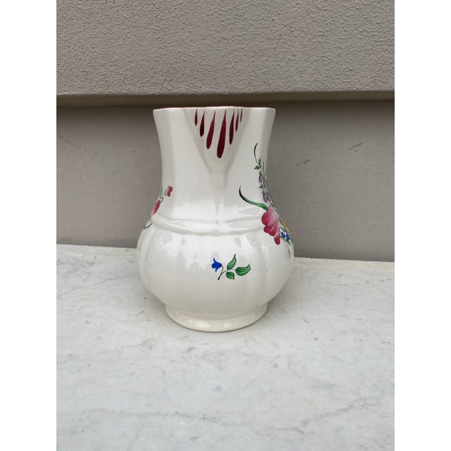 French Country French Faience Pitcher Luneville Circa 1940 For Sale - Image 3 of 6