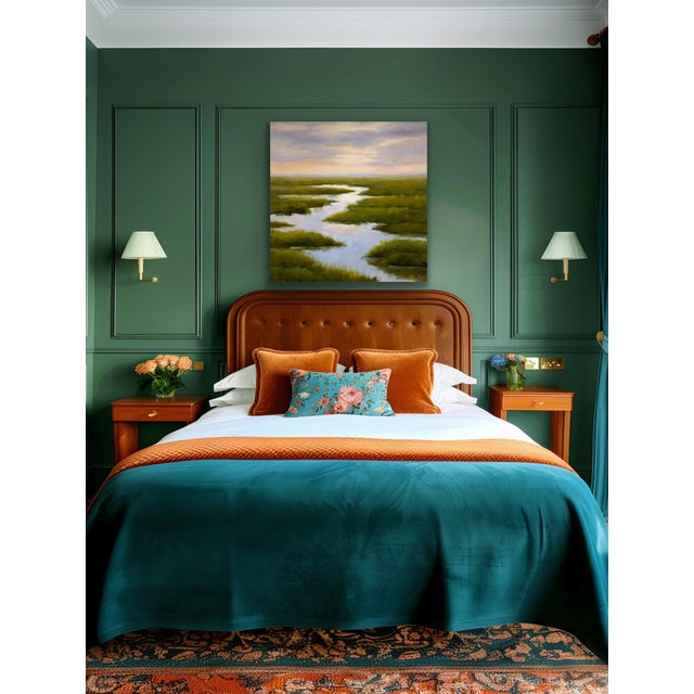 Abstract Large Square Winding Marsh Creek Painting - 48x48 For Sale - Image 3 of 9