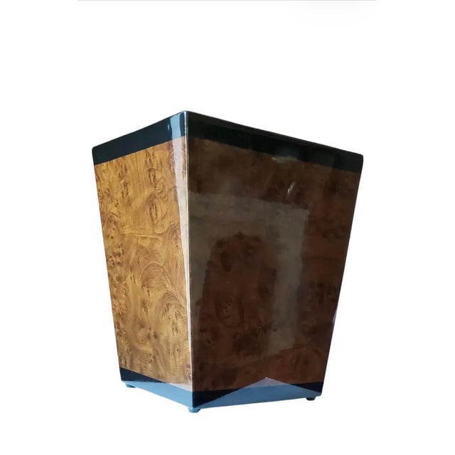 A stunning vintage walnut burl wood Waste Basket is a versatile piece which may also serve as a wood Planter Box...