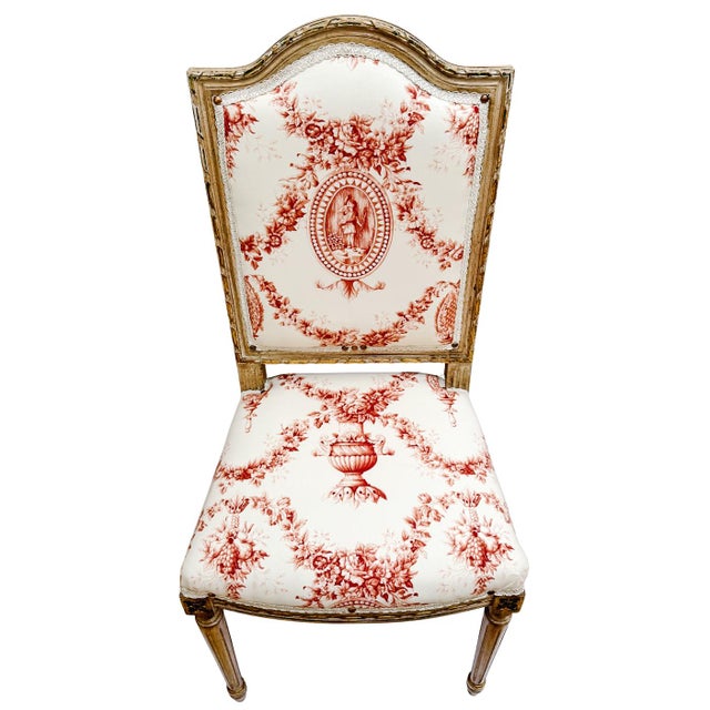 Pair of Louis XVI Style Toile De Jouy Side Chairs by Fournier Paris For Sale In San Diego - Image 6 of 18