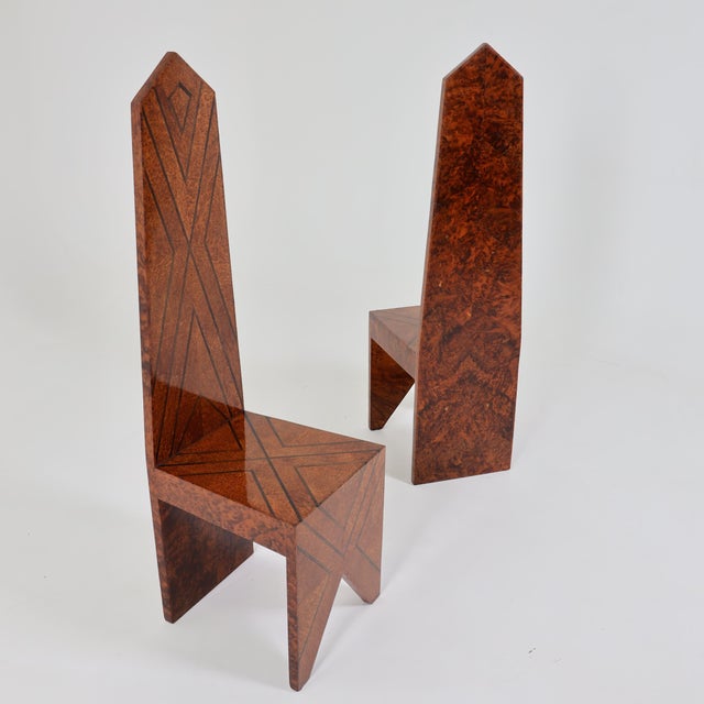Wood Pair of 1970s Modernist Tall Back "Throne Chairs" For Sale - Image 7 of 11