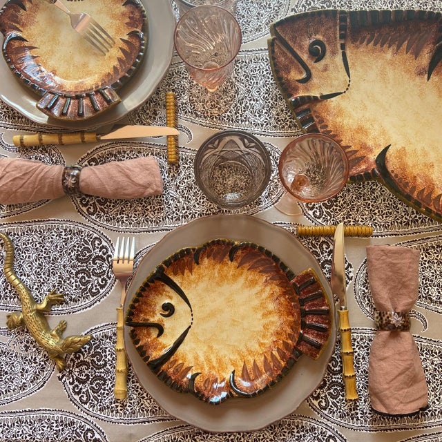 from the coast of Brittany, a table alive with the sea. A complete mid-century fish service by Paul Fouillen (1899–1958),...