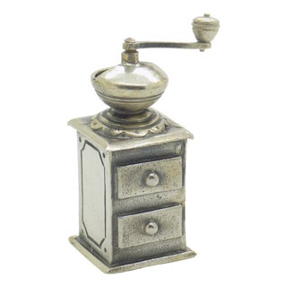 Vintage Italian Silver 800 Coffee Grinder Figurine by Raspini, Arezzo, 1970s For Sale
