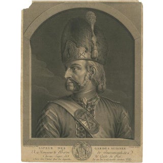 Wille, A Sapper of the Swiss Guards at the Vatican, 1779, Copper Engraving For Sale