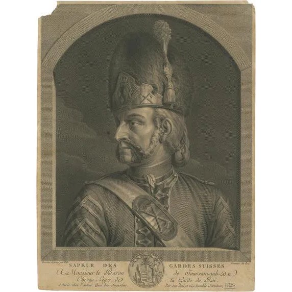 Wille, A Sapper of the Swiss Guards at the Vatican, 1779, Copper Engraving For Sale