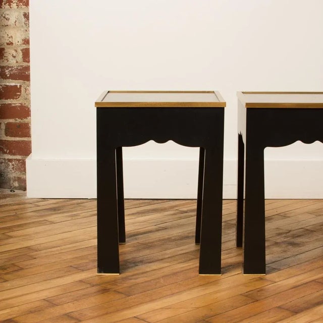 Black Hand Painted Lacquered Salon Side Tables, Contemporary - A Pair For Sale - Image 8 of 9