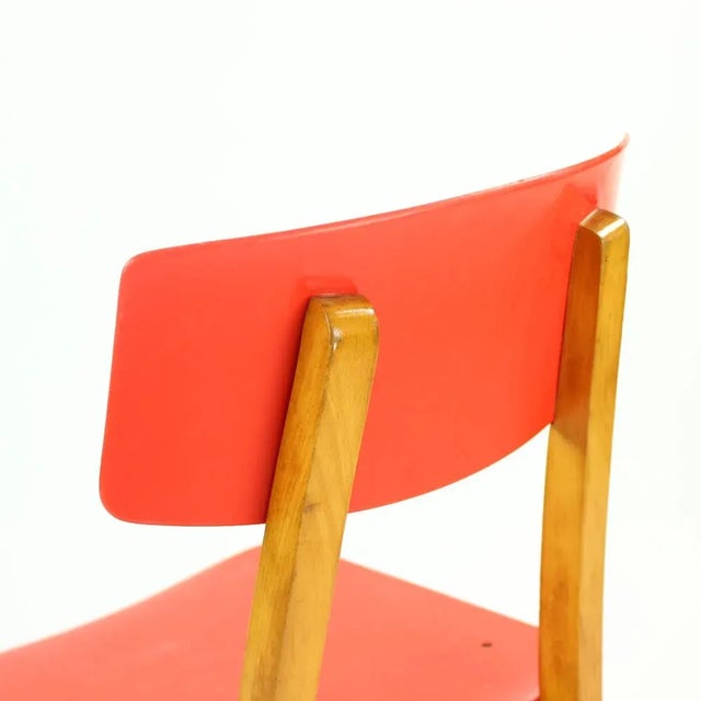 Red Red Plastic & Beech Chair, 1960s For Sale - Image 8 of 9
