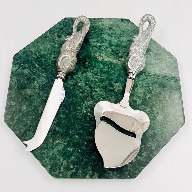 Vintage Arthur Court Elephant 3-Piece Hexagon Cheese Serving Set For Sale In New York - Image 6 of 14