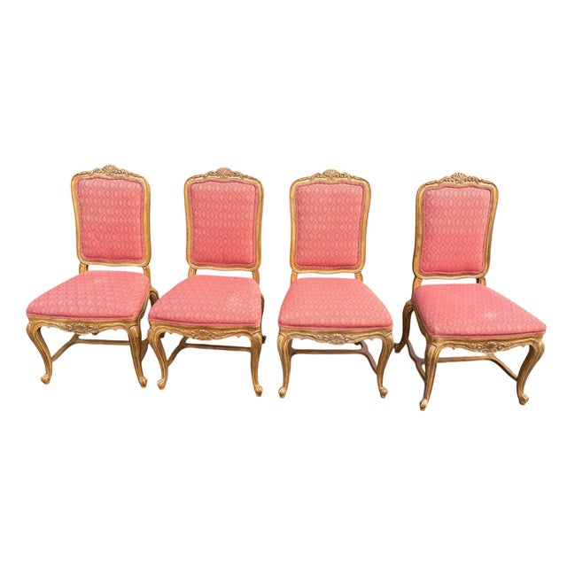 Drexel Heritage Vintage Drexel Heritage French Style Wood and Upholstered Dining Chairs- A Set of 6 For Sale - Image 4 of 12