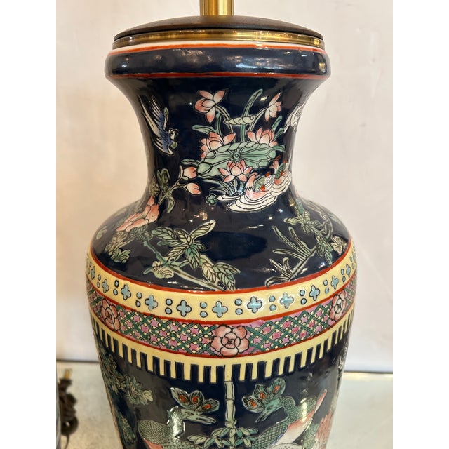 1950s Monumental Chinoiserie Famille Noir Style Pair of Table Lamps by Frederick Cooper - a Pair For Sale In New York - Image 6 of 18