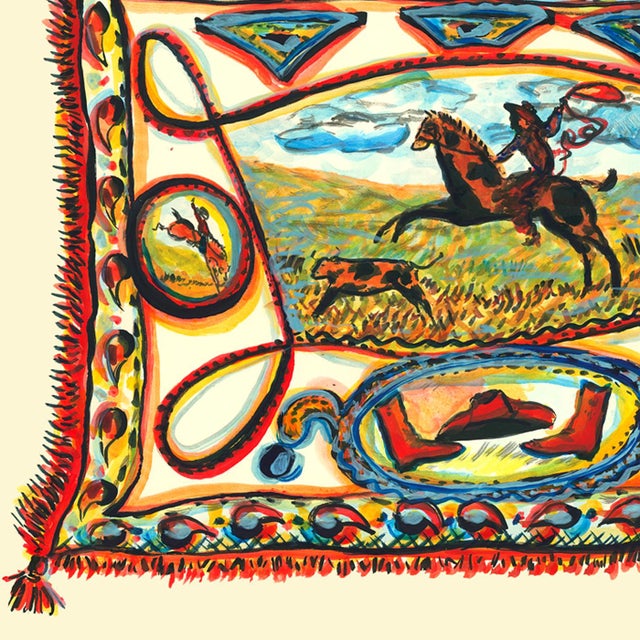 Lasso Cowboy Original Watercolor Figurative Contemporary by Pauline De Roussy De Sales For Sale In New York - Image 6 of 6