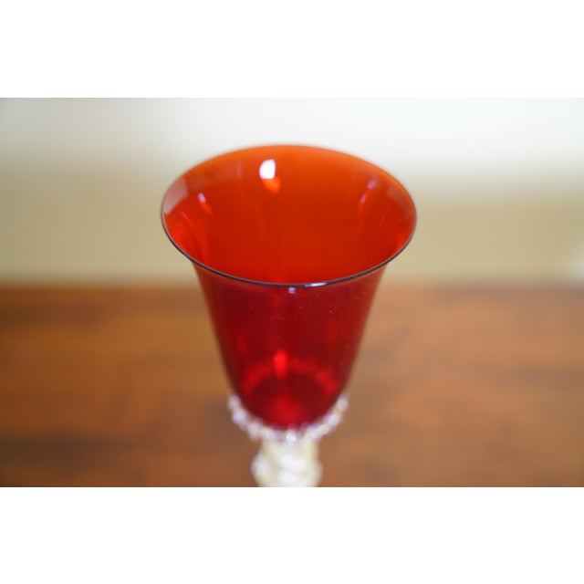Ruby Red Italian Ruby Red Murano Art Glass Chalice With Gold Aventurine Stem 1970s For Sale - Image 8 of 9