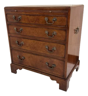 Antique George III Flame Mahogany Bachelors Chest With Brass Hardware