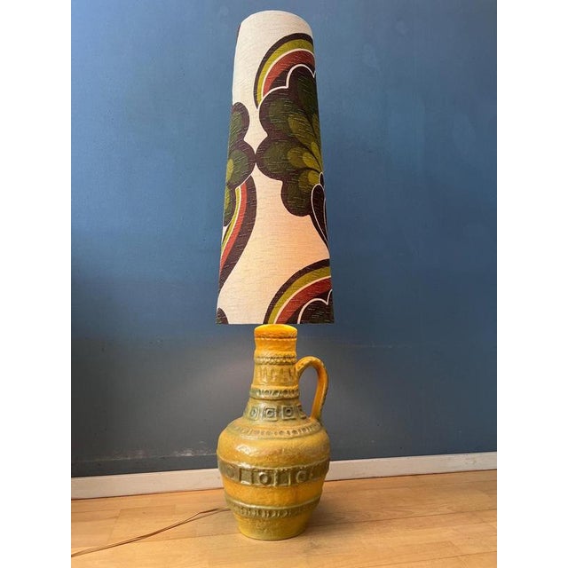 Textile Vintage Space Age West Germany Green Ceramic Floor Lamp For Sale - Image 7 of 13