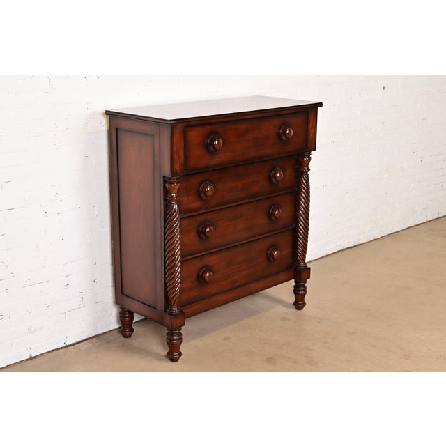 Ralph Lauren Ralph Lauren American Empire Carved Mahogany Highboy Dresser For Sale - Image 4 of 15
