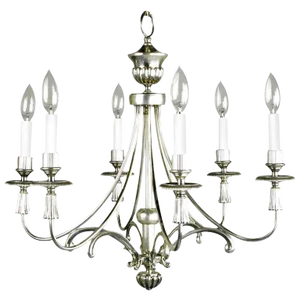 Lightolier Silver Italian Six-Arm Chandelier